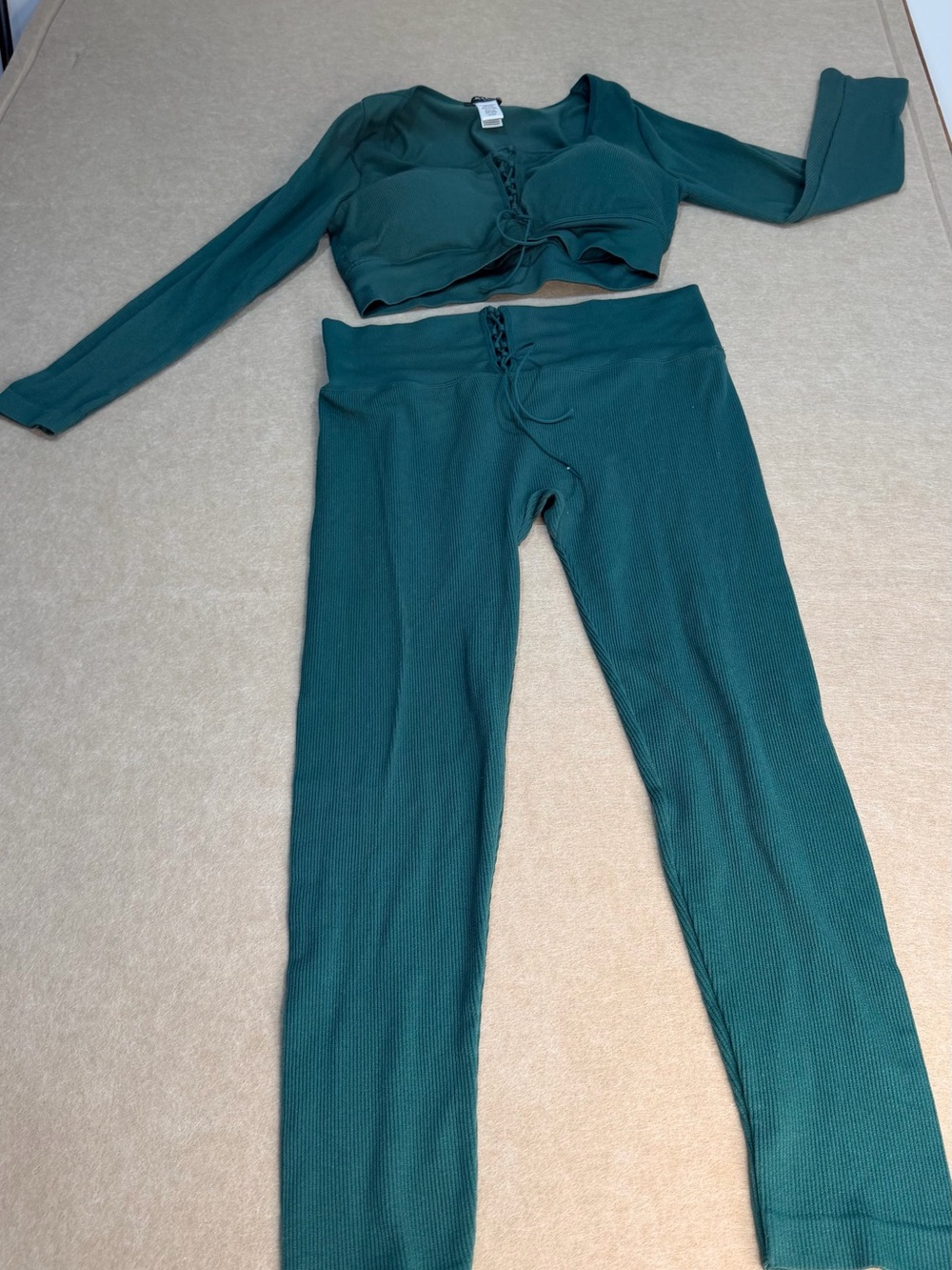 Love Green Ribbed Lace-Up Crop Top by Julia